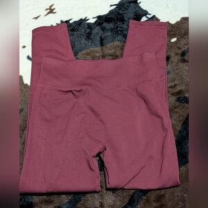 Halara High-Waist Ribbed Seamless Leggings - Burgundy